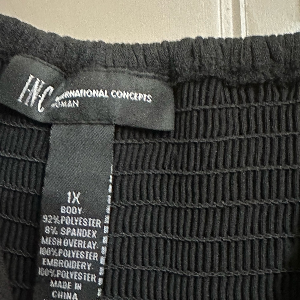 INC International Concepts Black and Gray Midi Dress 1X Plus Size - Picture 3 of 5